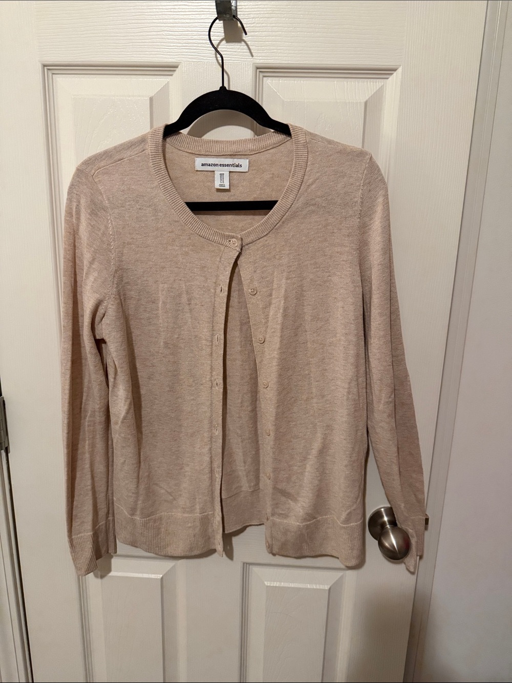 Amazon Essentials Women's Beige Button-Up Lightweight Cardigan